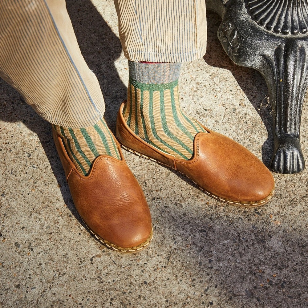 Sabah Leather Slip-On Shoes in Tan